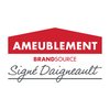 Entreprise Ameublement BrandSource Signé Daigneault avec typographie rouge et grise