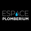 Entreprise Espace Plomberium Espace Plomberium, présentant une typographie moderne avec une goutte d’eau bleue intégrée dans le mot ESPACE, sur fond noir – représentant une entreprise spécialisée en plomberie et produits pour salle de bain.
