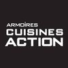 Logo de l’entreprise Armoires Cuisines Action Logo de l’entreprise Armoires Cuisines Action, spécialiste québécois en conception et fabrication de cuisines sur mesure, écriture blanche sur fond noir.