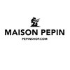 Maison Pepin avec un personnage utilisant un télescope et l'adresse pepinshop.com en dessous