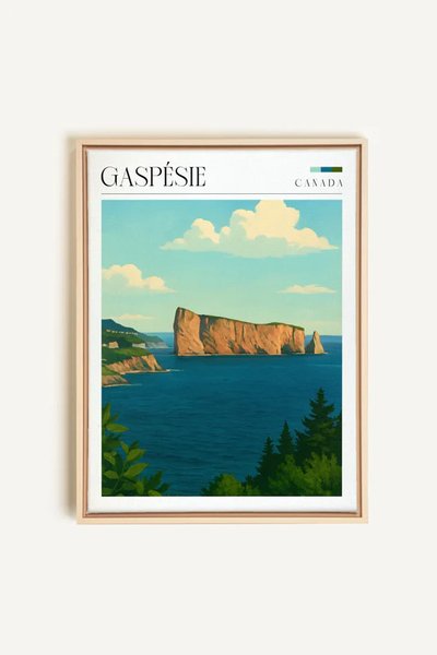 GASPÉSIE, Oeuvre sur toile étirée, encadré Naturel Clair Par Oleka Canvas