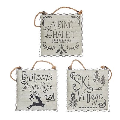 Ornements de style vintage alpine chalet de couleur ivoire avec corde pour suspendre au sapin de Noel