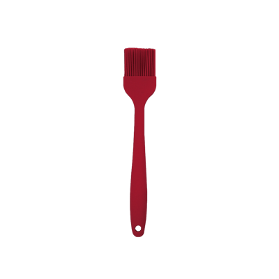 Pinceau plat rouge en silicone avec manche long, idéal pour la pâtisserie et la cuisson, disponible chez Doyon Després