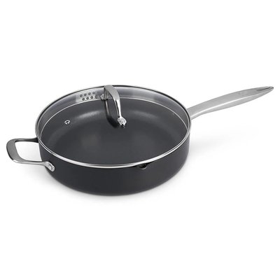 Poêle à frire antiadhésive Zyliss Ultimate Pro de 11 pouces avec couvercle en verre et poignée ergonomique, idéale pour une cuisson sans accrocs