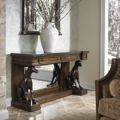 CONSOLE-HAUT-DE-GAMME-SCULPTURE-CHIENS-MOBILART-table-ronde-maison-ethier-verre-decorer-salon-tables-table-tables-basses-tables-a-cafe-decoration_design_interieur_ameublement_quebec_canada