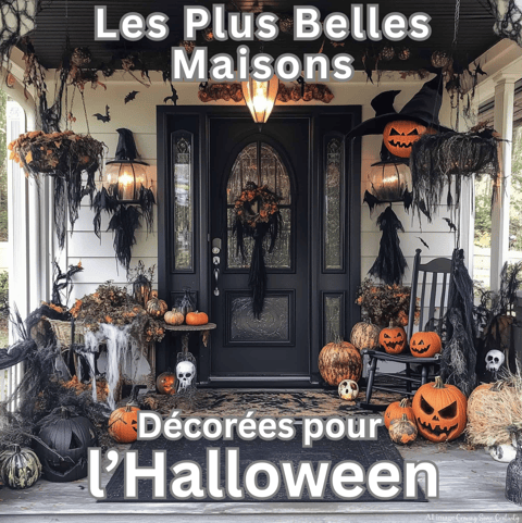 Devant de Maison avec décorations d'Halloween