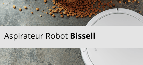 Aspirateur robot Bissell Aspirateur robot Bissell en action sur un sol avec des miettes, nettoyage efficace automatique