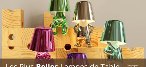 Collection de lampes de table design aux couleurs métalliques variées en forme de petits personnages, posées sur des blocs en bois, image par Walmart