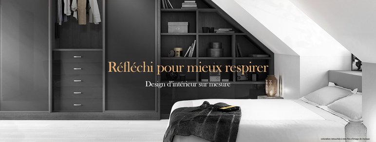 Bannière de ADN Design Garde-robe Walk-in noir fabriqué sur mesure