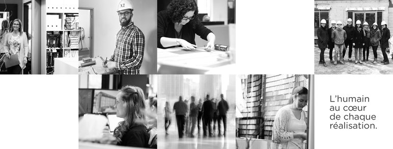Équipe A2-Design en action, designers et architectes au bureau et sur le chantier Équipe A2-Design en action, designers et architectes au bureau et sur le chantier, avec le slogan L’humain au cœur de chaque réalisation