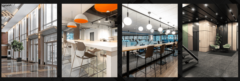 Projets de design intérieur commercial par Style & Art Interior Design Projets de design intérieur commercial par Style & Art Interior Design : lobby d’immeuble, espace café moderne, aire de travail collaborative et hall d’entrée haut de gamme.