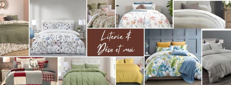 Sélection de housses de couette et ensembles de literie proposés par Literie & Déco et Moi, boutique québécoise