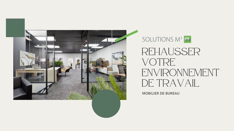 Bureau moderne aménagé avec du mobilier ergonomique et élégant par Solutions M3. Bureau moderne aménagé avec du mobilier ergonomique et élégant par Solutions M3, favorisant un environnement de travail fonctionnel et raffiné.