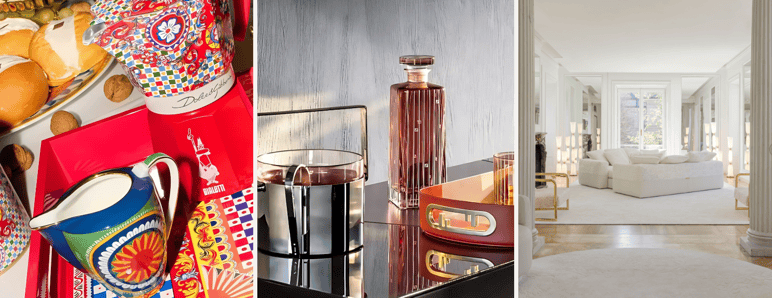 Objets de décoration Maison Territo : accessoires colorés, verrerie design et salon luxueux au style raffiné