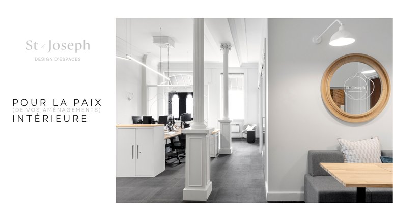 Bureau moderne de St-Joseph Design d’Espaces Bureau moderne de St-Joseph Design d’Espaces avec slogan 'Pour la paix intérieure (de vos aménagements)'